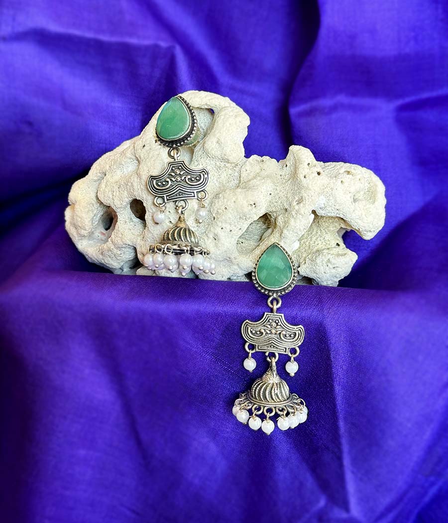 Aqua Gem Pearl Cascade Danglers - Image 3