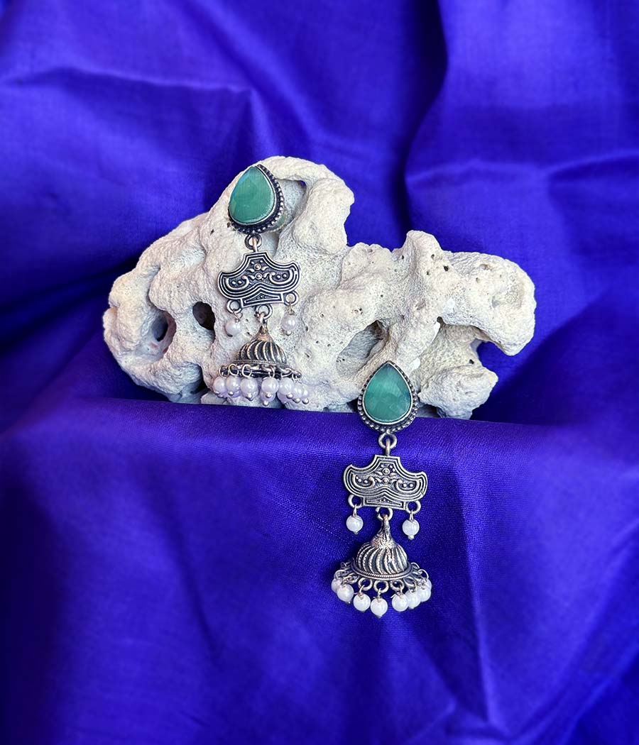Aqua Gem Pearl Cascade Danglers - Image 4