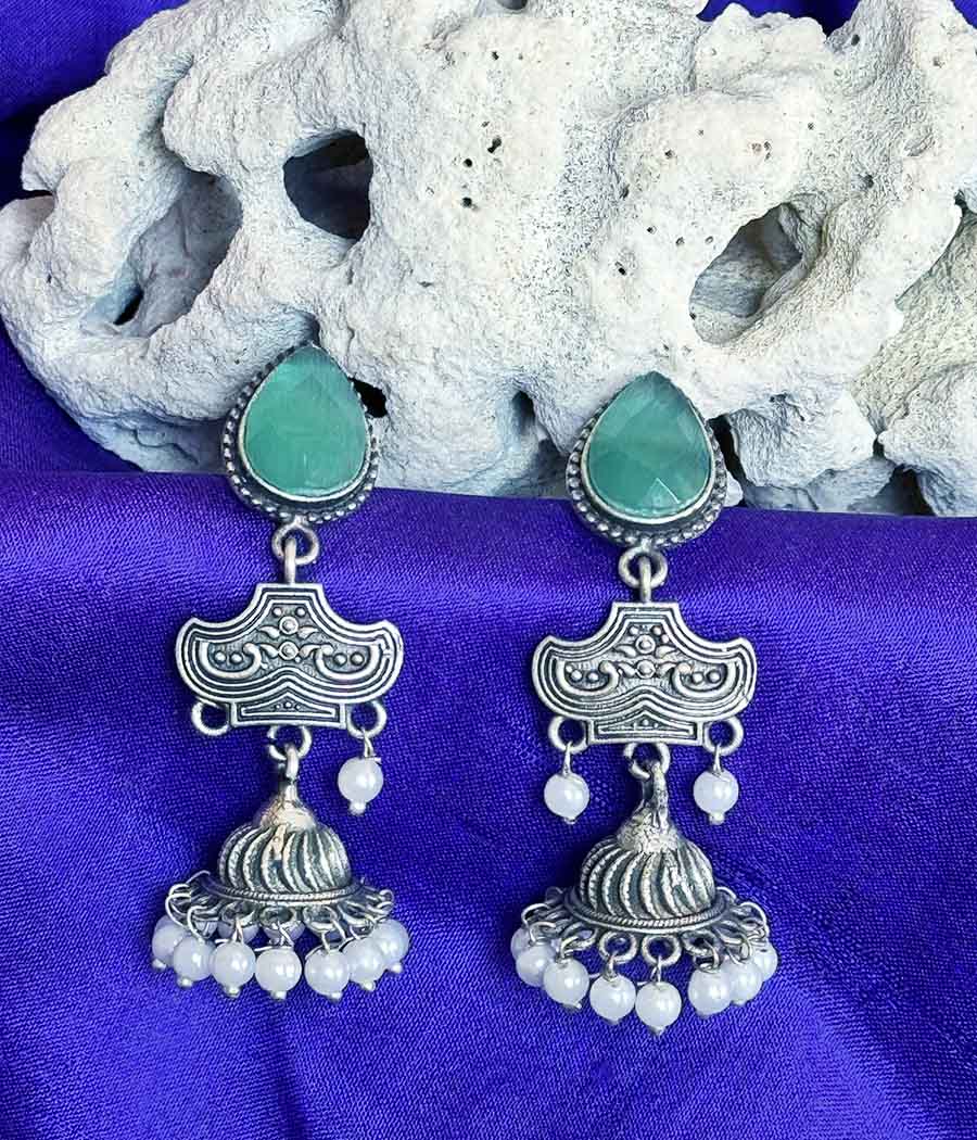 Aqua Gem Pearl Cascade Danglers - Image 5