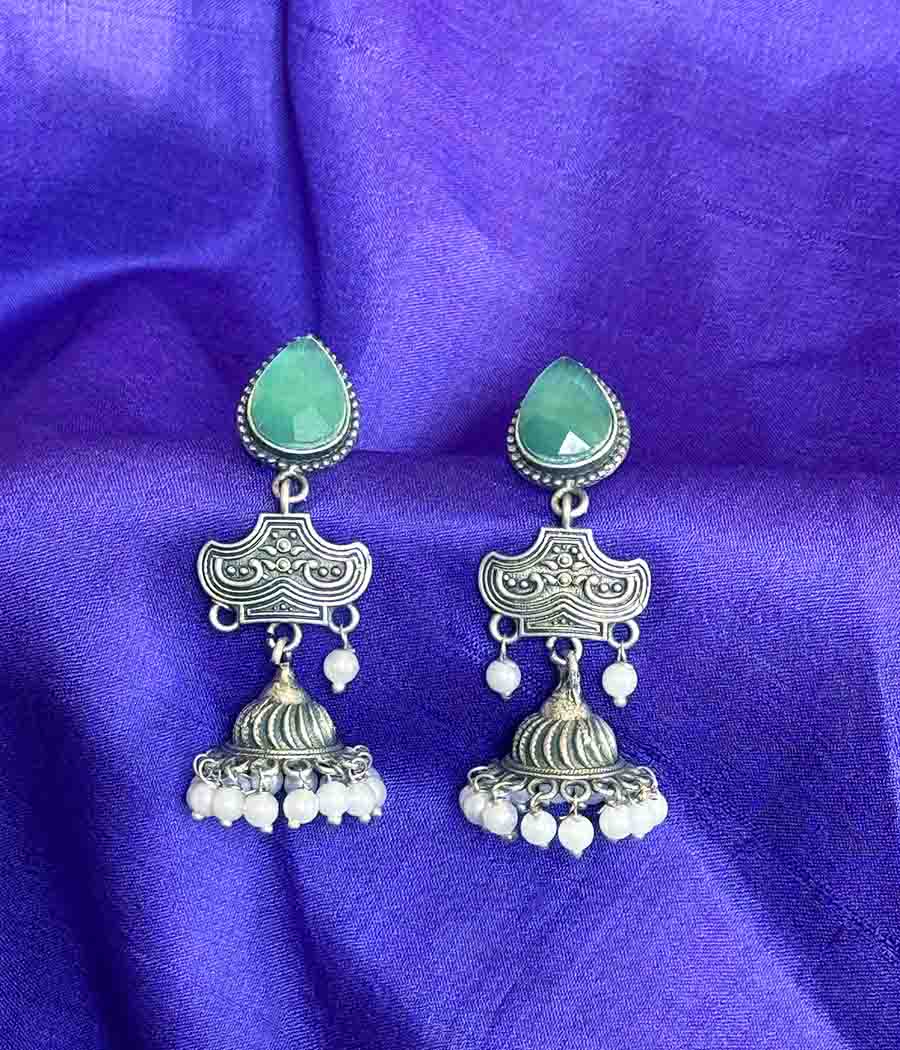 Aqua Gem Pearl Cascade Danglers - Image 6