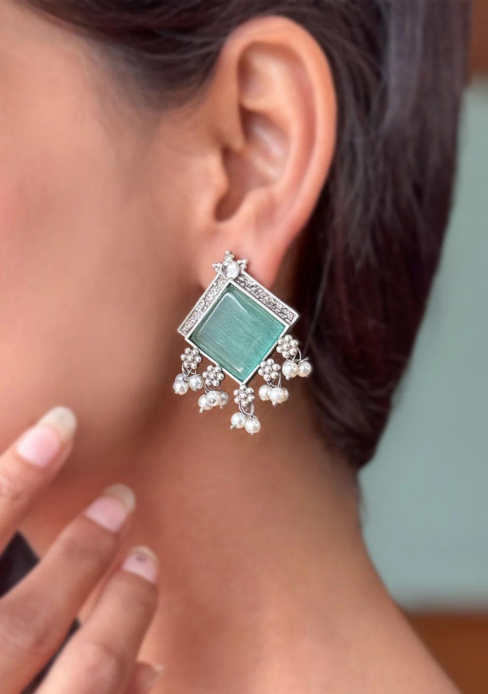 Aqua Square Earring - Image 3