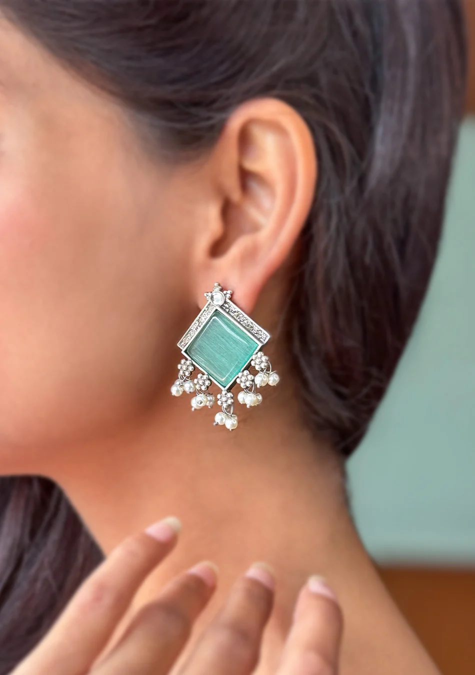 Aqua Square Earring - Image 4