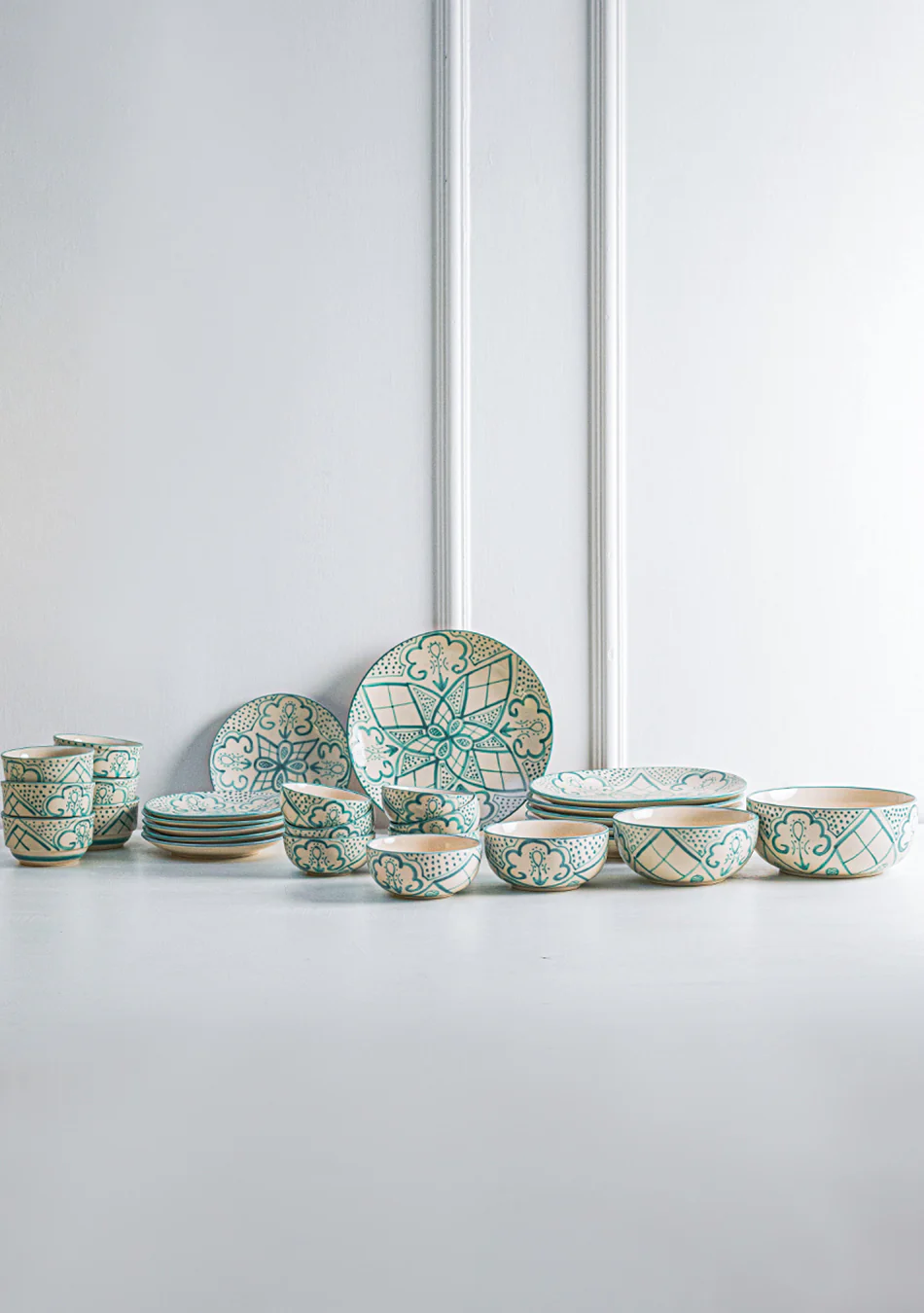 Aquamarine Mandala Dinnerset - Set of 14