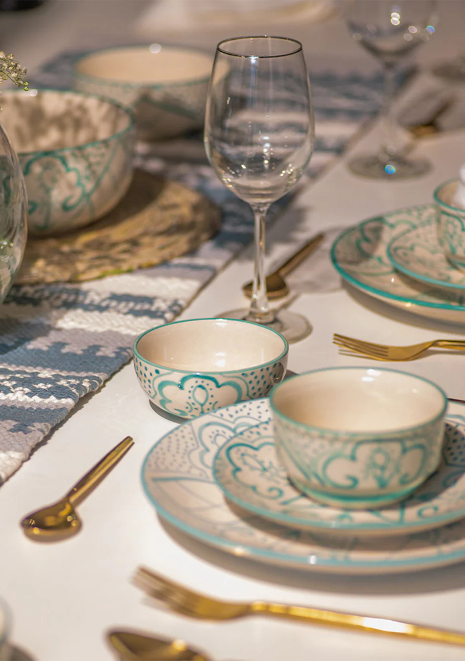 Aquamarine Mandala Dinnerset - Set of 14 - Image 2