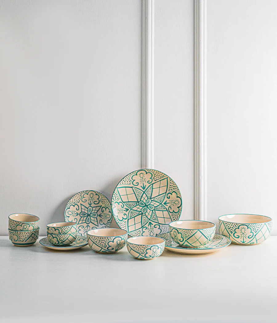 Aquamarine Mandala Dinnerset - Set of 8 - Image 3