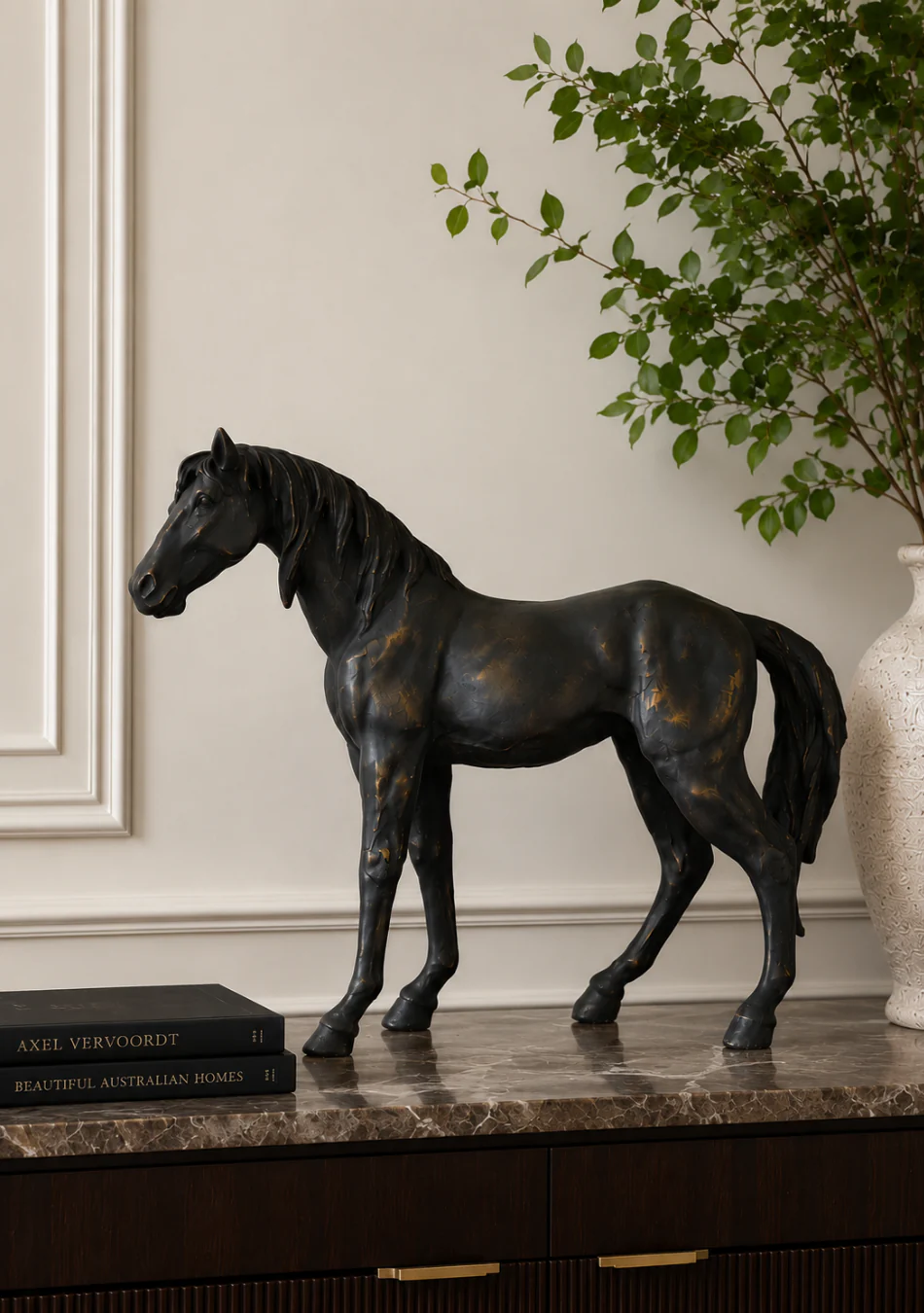 Aravalii Vintage Black Stallion Figurine - Image 2