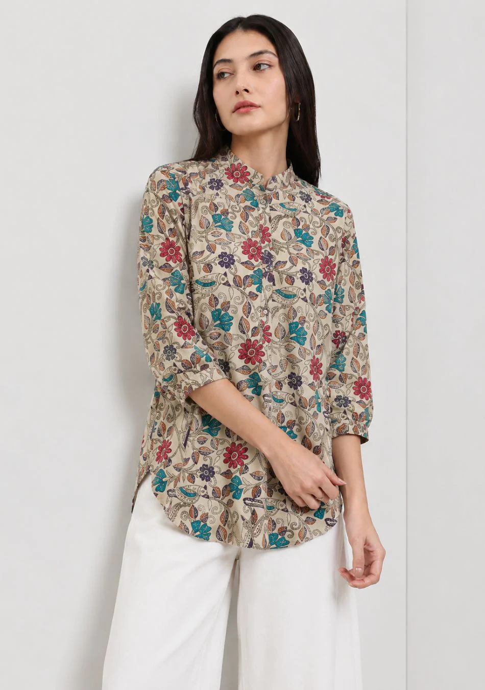 Aravalii Beige Floral Whimsy Top - Image 3