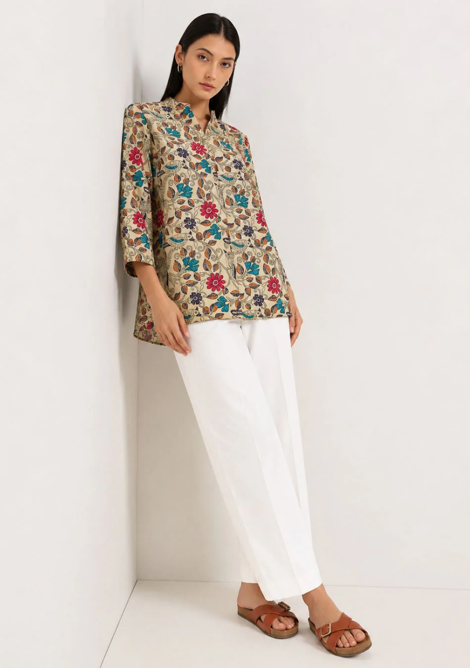 Aravalii Beige Floral Whimsy Top - Image 6