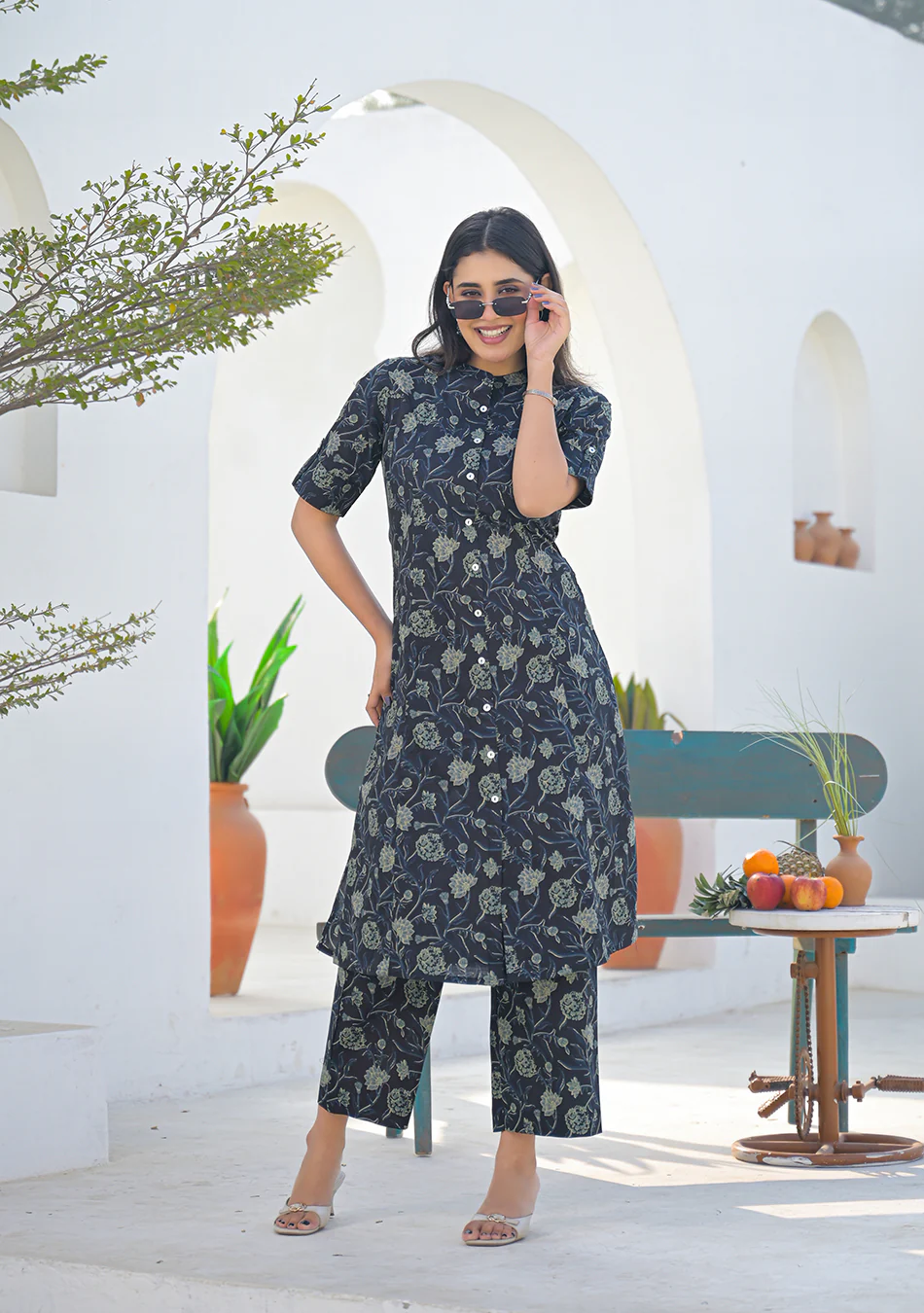Aravalii Charcoal Sage Printed Co-ord Set - Image 4