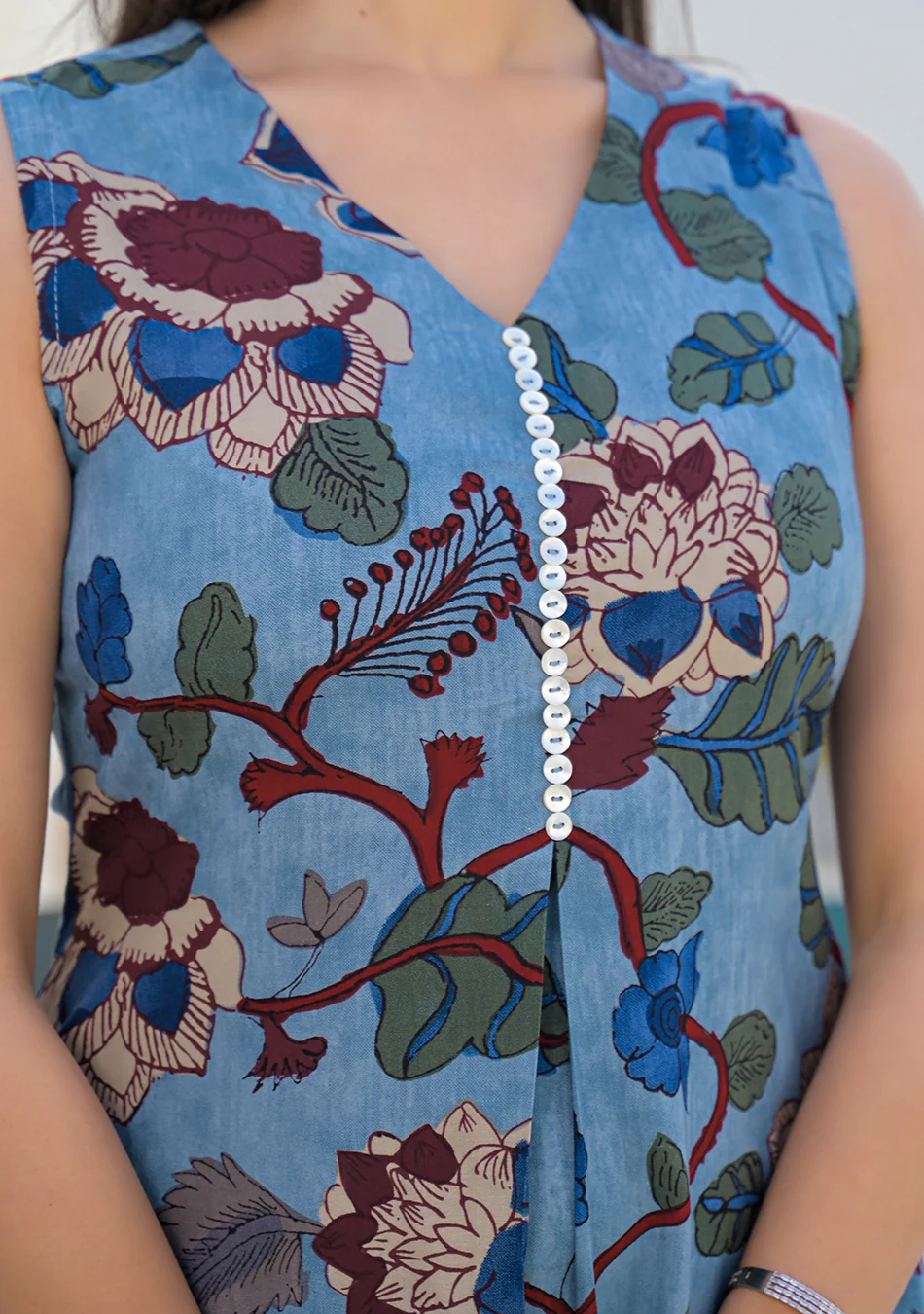 Aravalii Dusty Blue Floral Vine Co-ord Set - Image 7