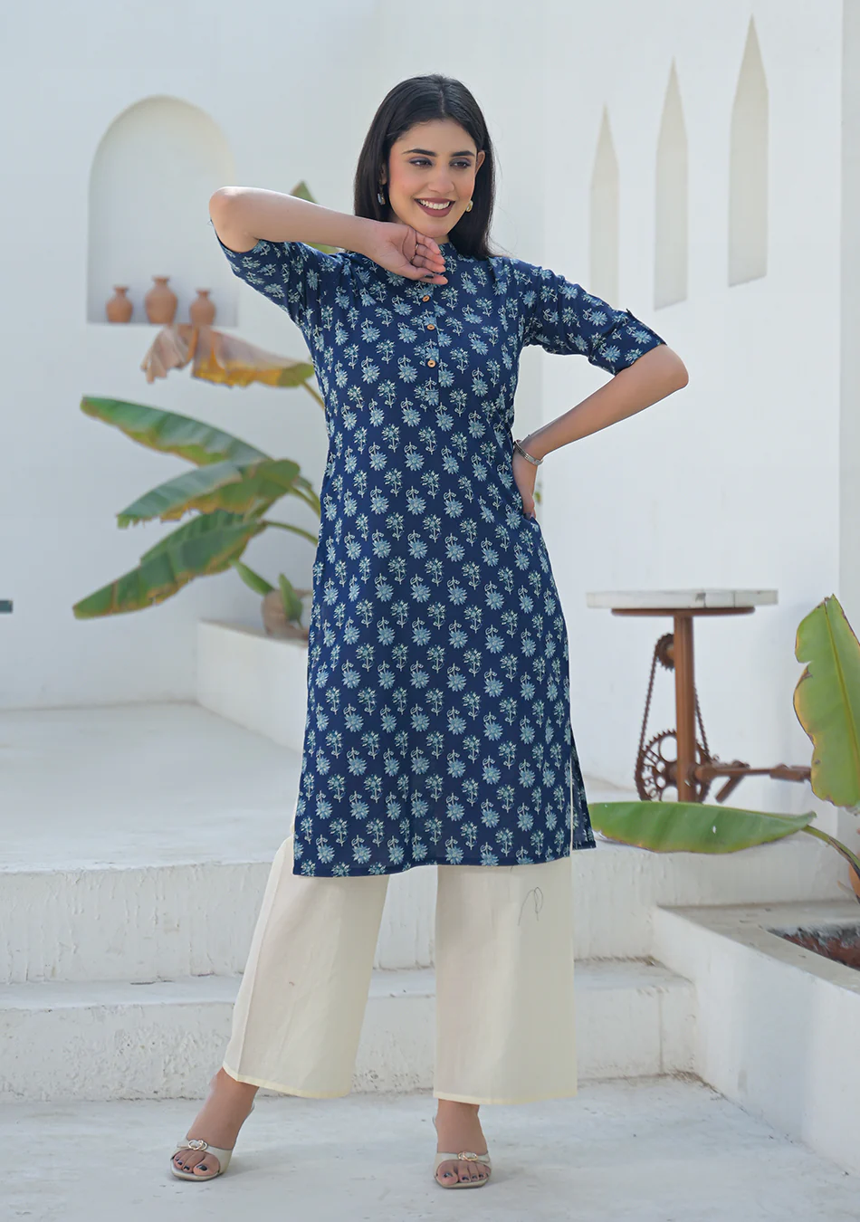 Aravalii Indigo mini floral Print Kurta