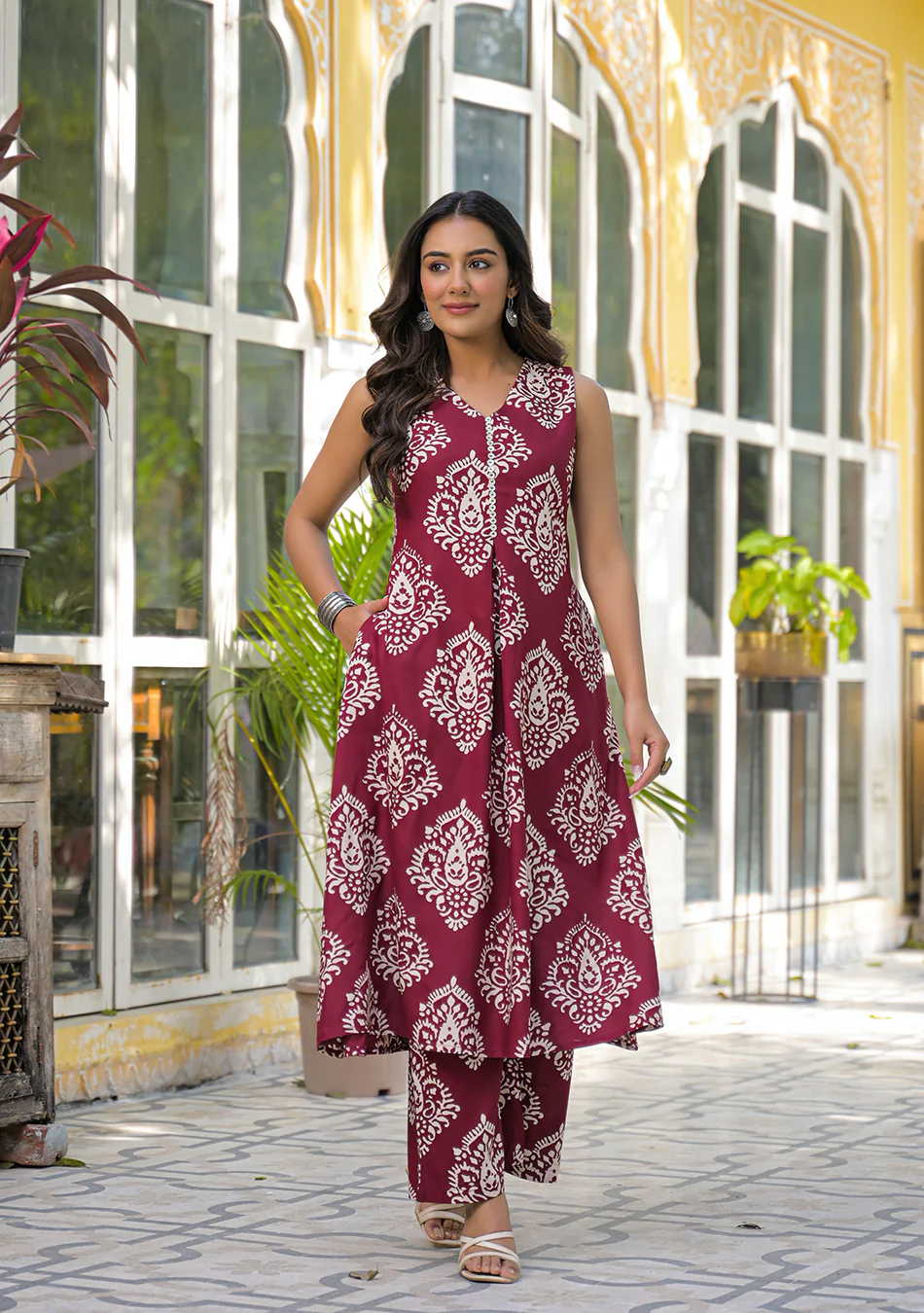 Aravalii Maroon Mughal Buta Co-ord Set - Image 6