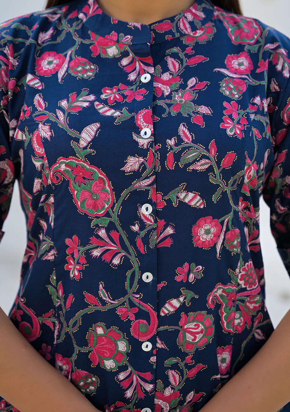 Aravalii Midnight Blue Red Jaal Cotton Co-ord Set - Image 3