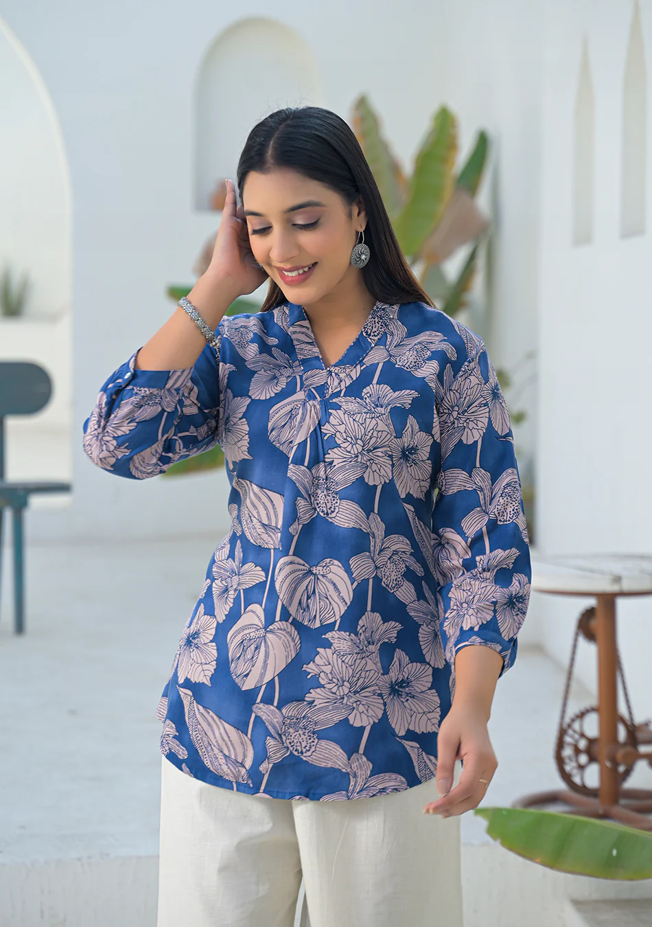 Aravalii Midnight Garden Pleated Top
