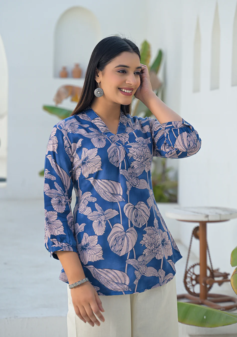 Aravalii Midnight Garden Pleated Top - Image 2