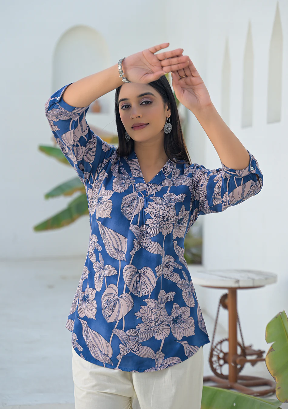 Aravalii Midnight Garden Pleated Top - Image 3