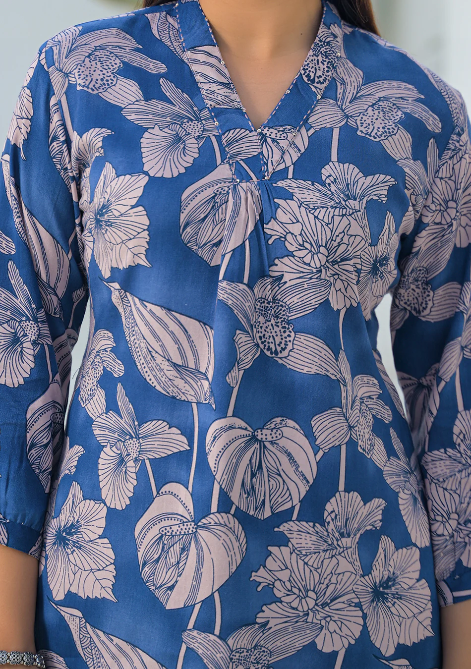 Aravalii Midnight Garden Pleated Top - Image 4