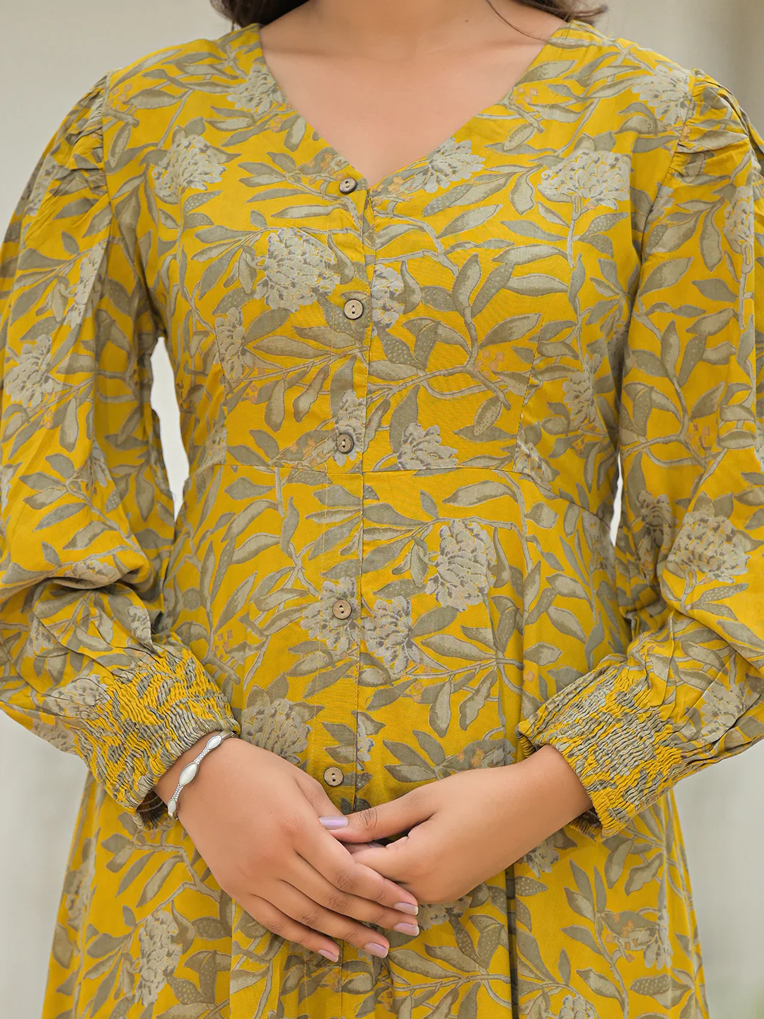 Aravalii Mustard Rayon Flare Dress - Image 5