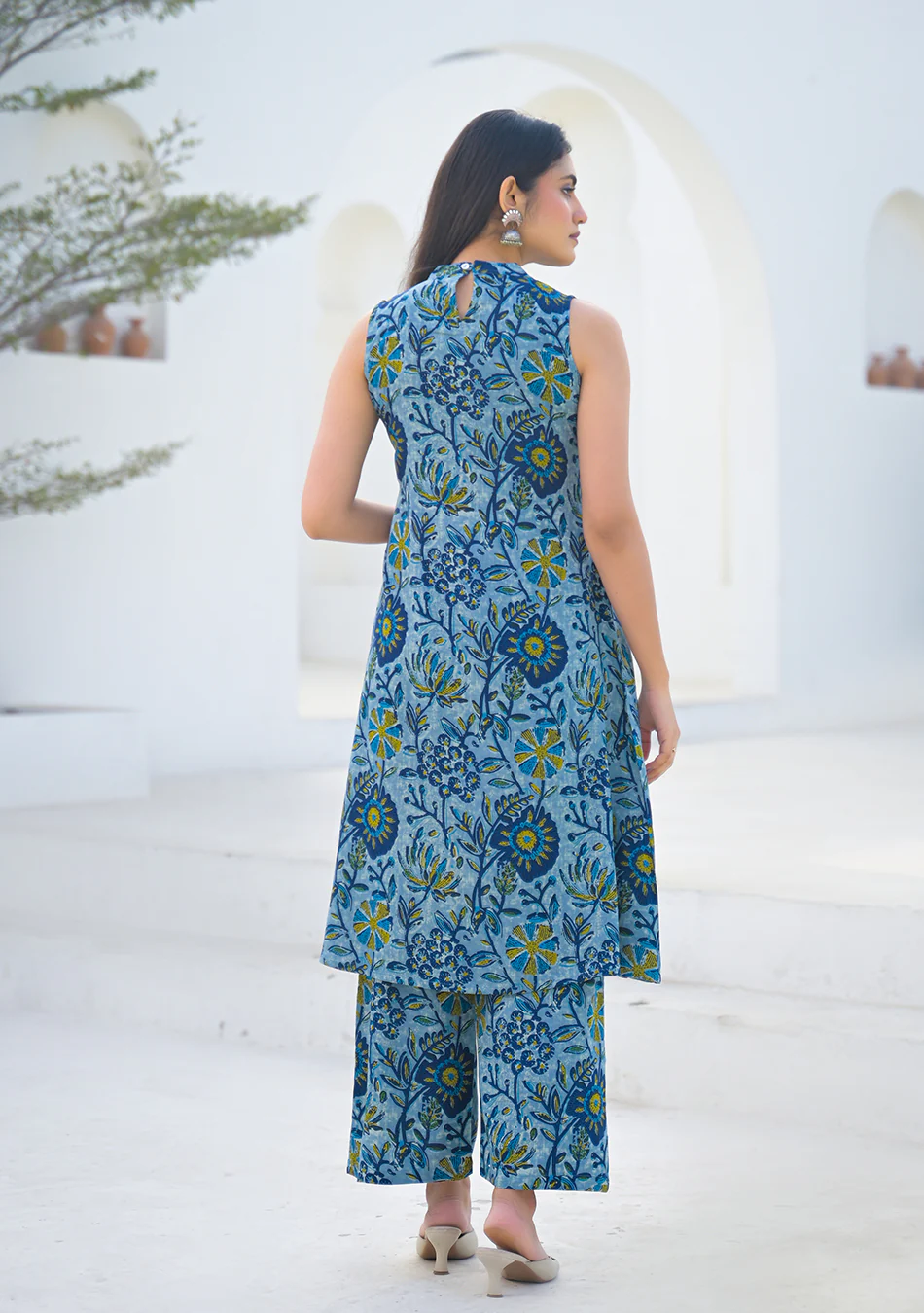 Aravalii Powder Blue Floral Vine Summer Co-ord Set - Image 2