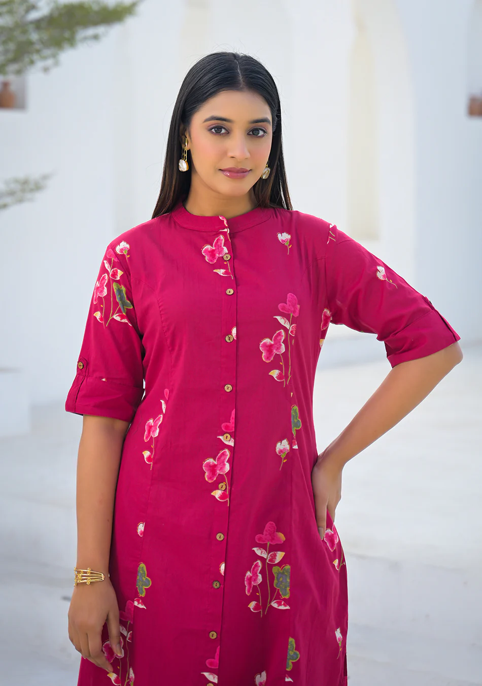 Aravalii Raspberry Floral Co-ord Set - Image 3