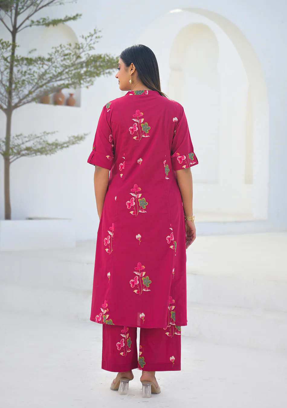 Aravalii Raspberry Floral Co-ord Set - Image 4