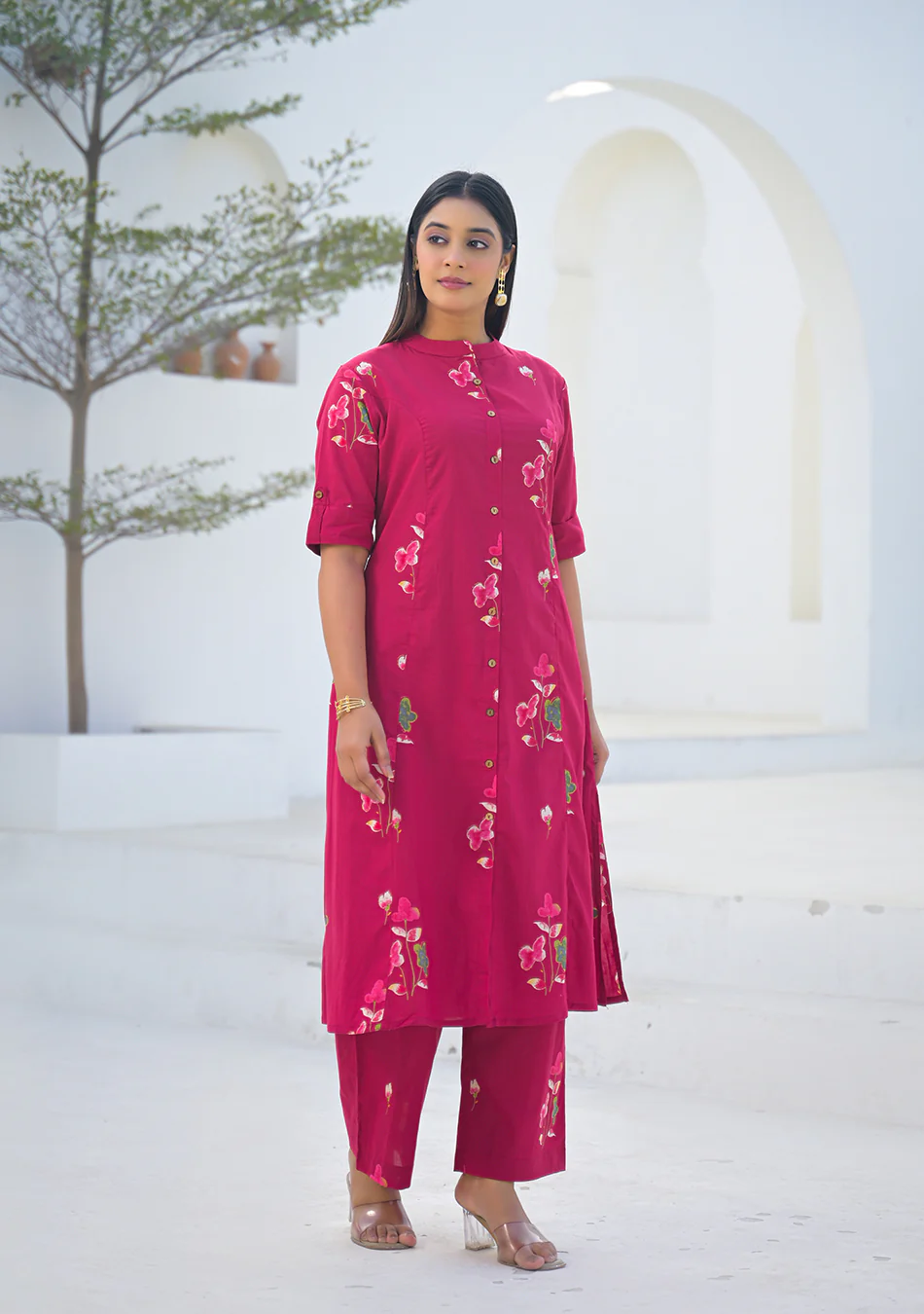 Aravalii Raspberry Floral Co-ord Set - Image 5