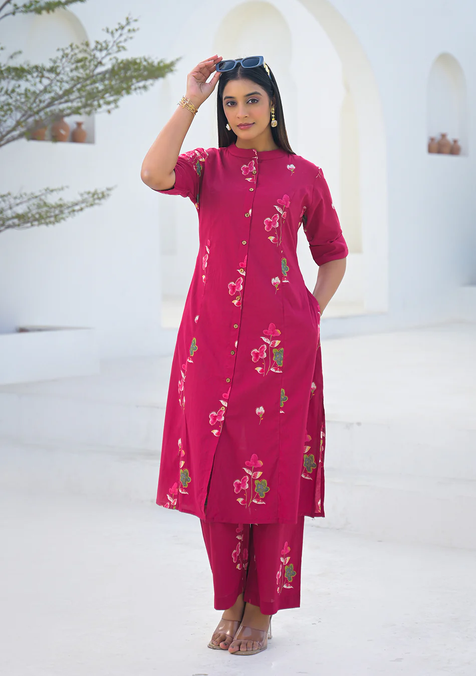 Aravalii Raspberry Floral Co-ord Set - Image 7