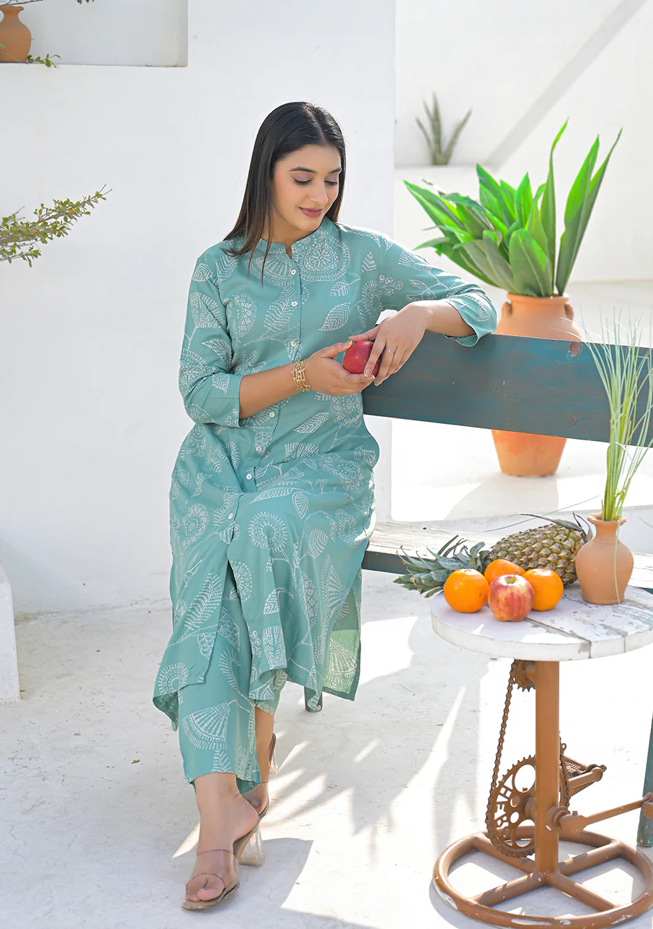Aravalii Sage Green Floral Print Co-ord set