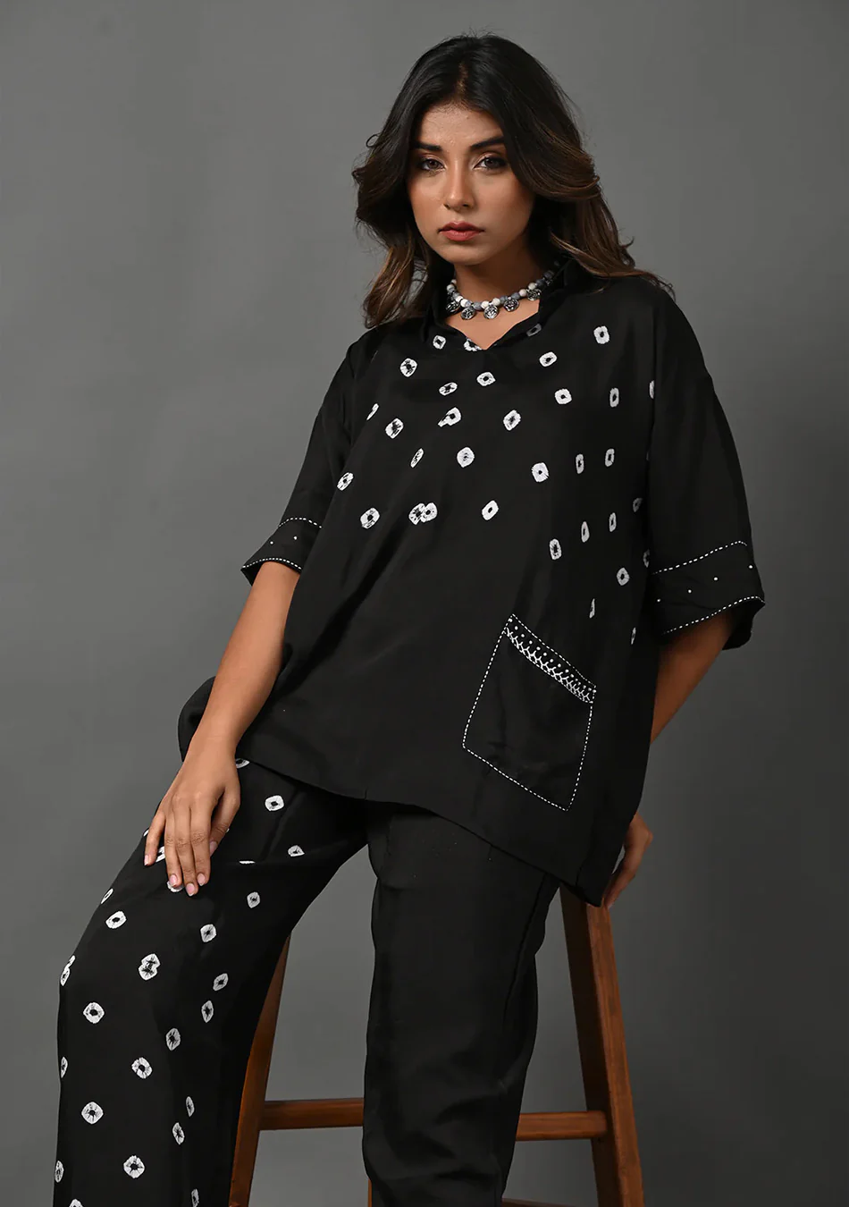 Aravalii Bandhej Noir Luxe Co-ord Set - Image 3