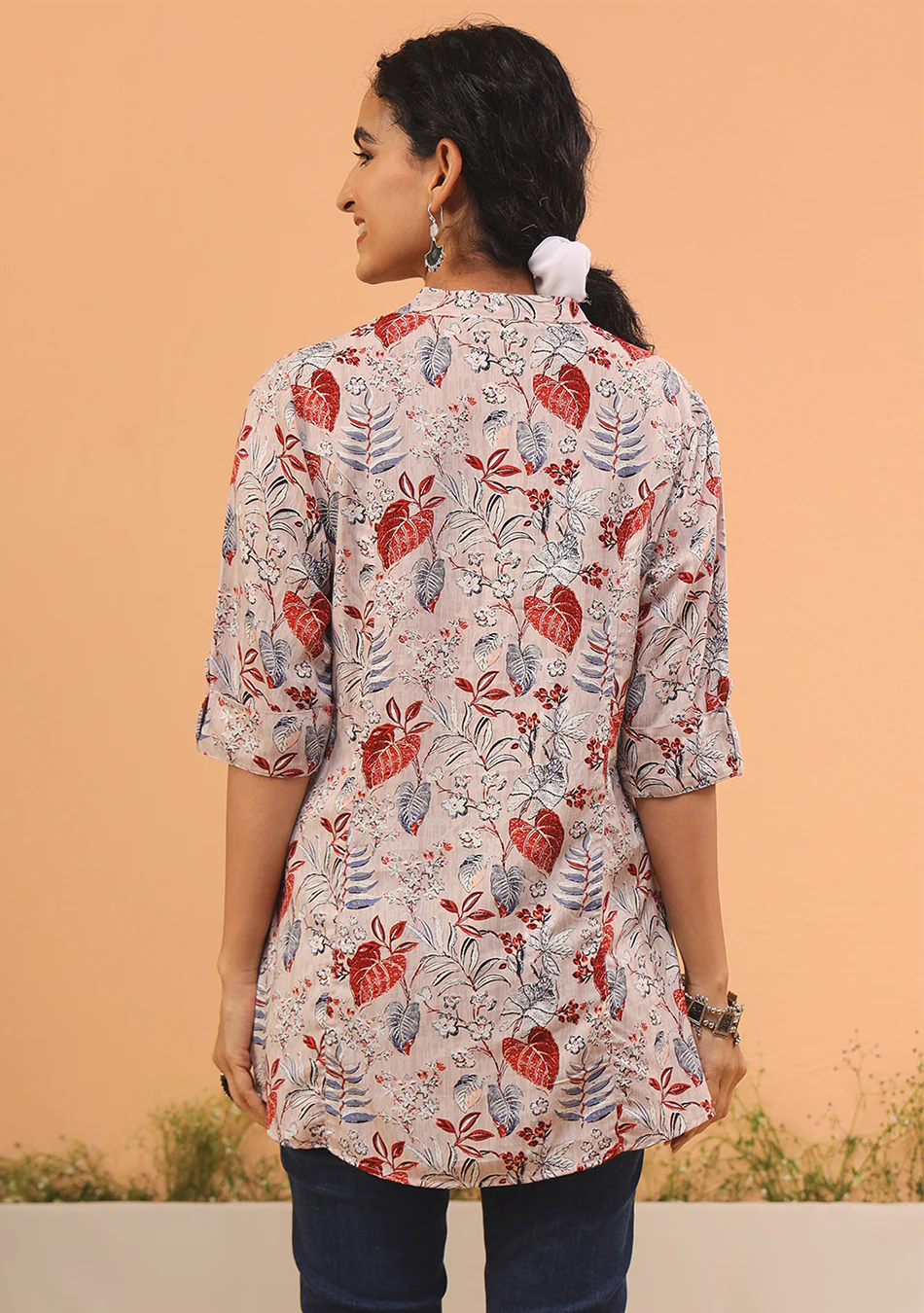 Beige Floral A-Line Top - Image 2