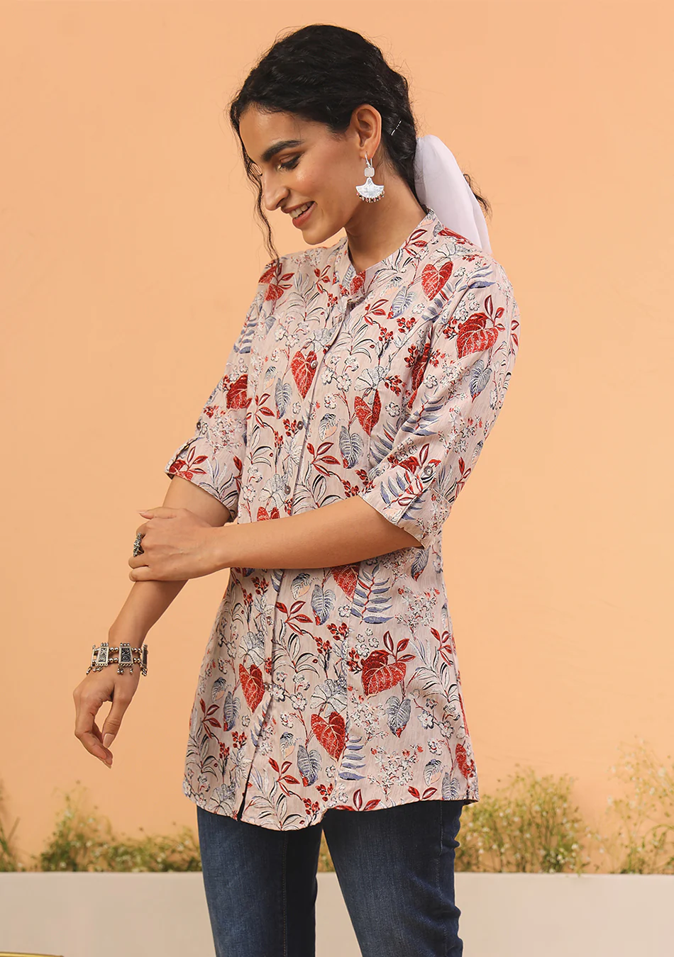 Beige Floral A-Line Top - Image 6