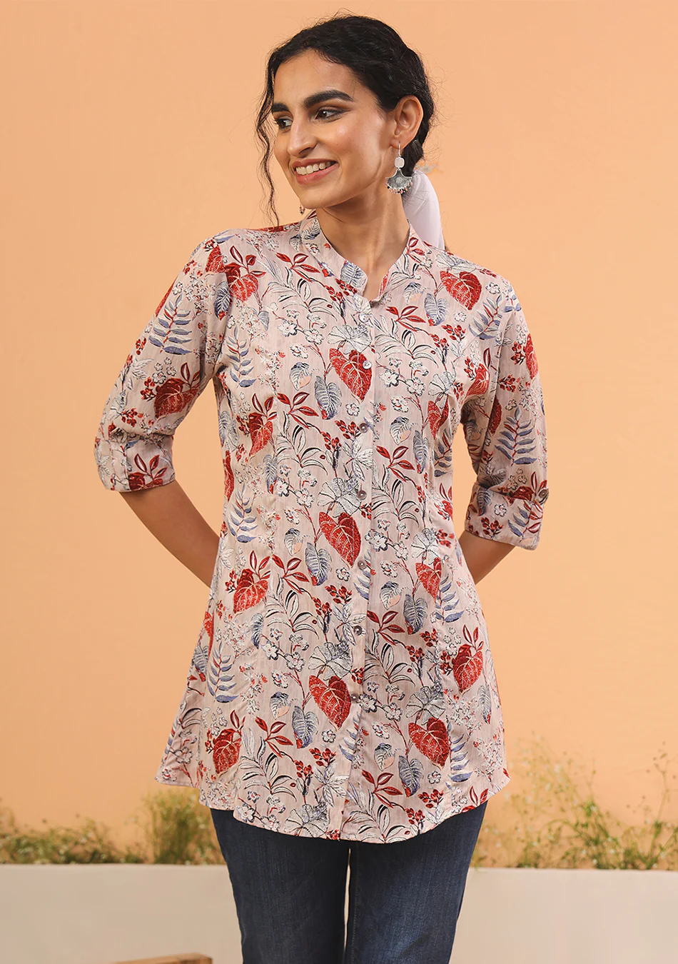 Beige Floral A-Line Top - Image 7