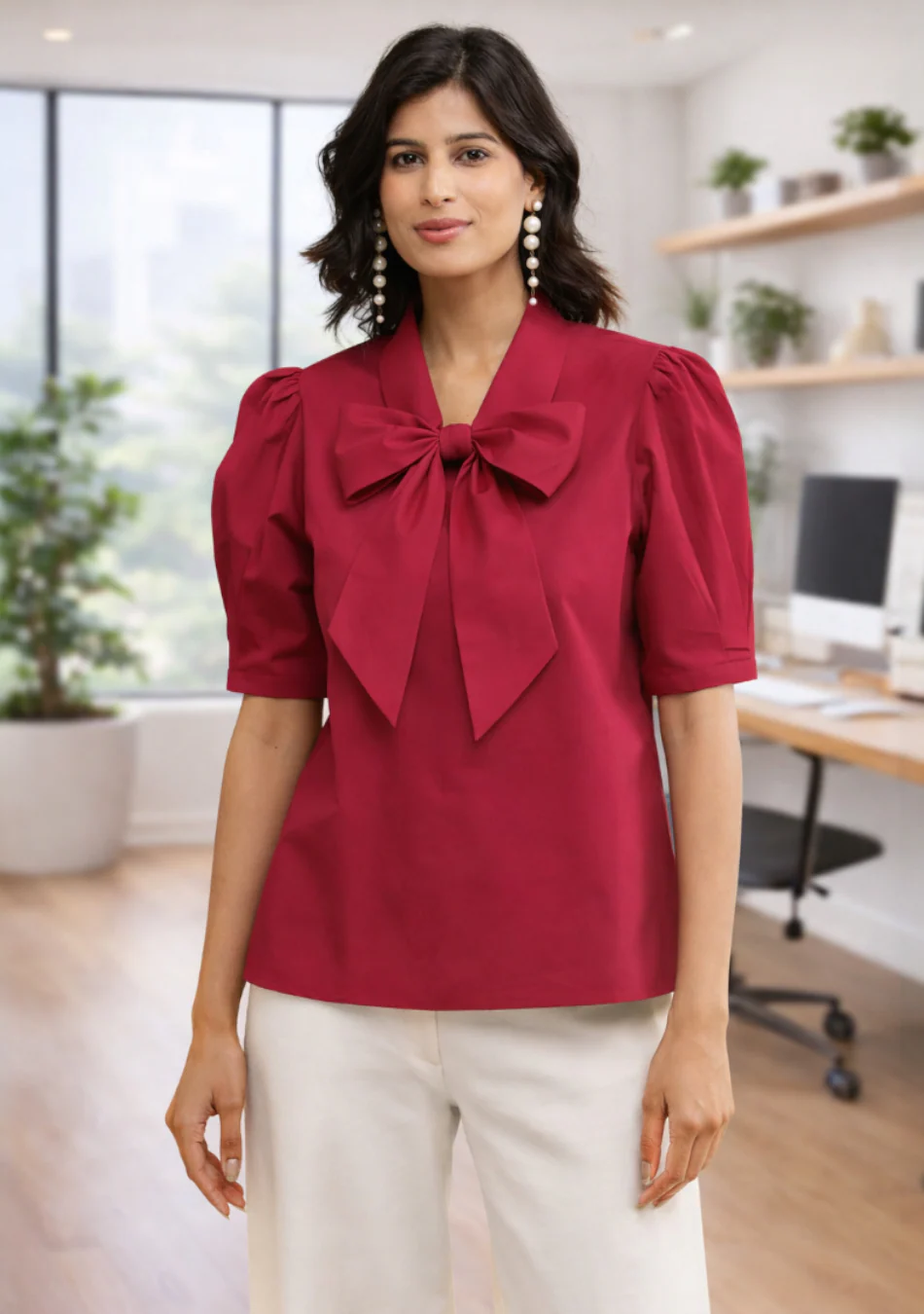Berry Red Bow Top - Image 3
