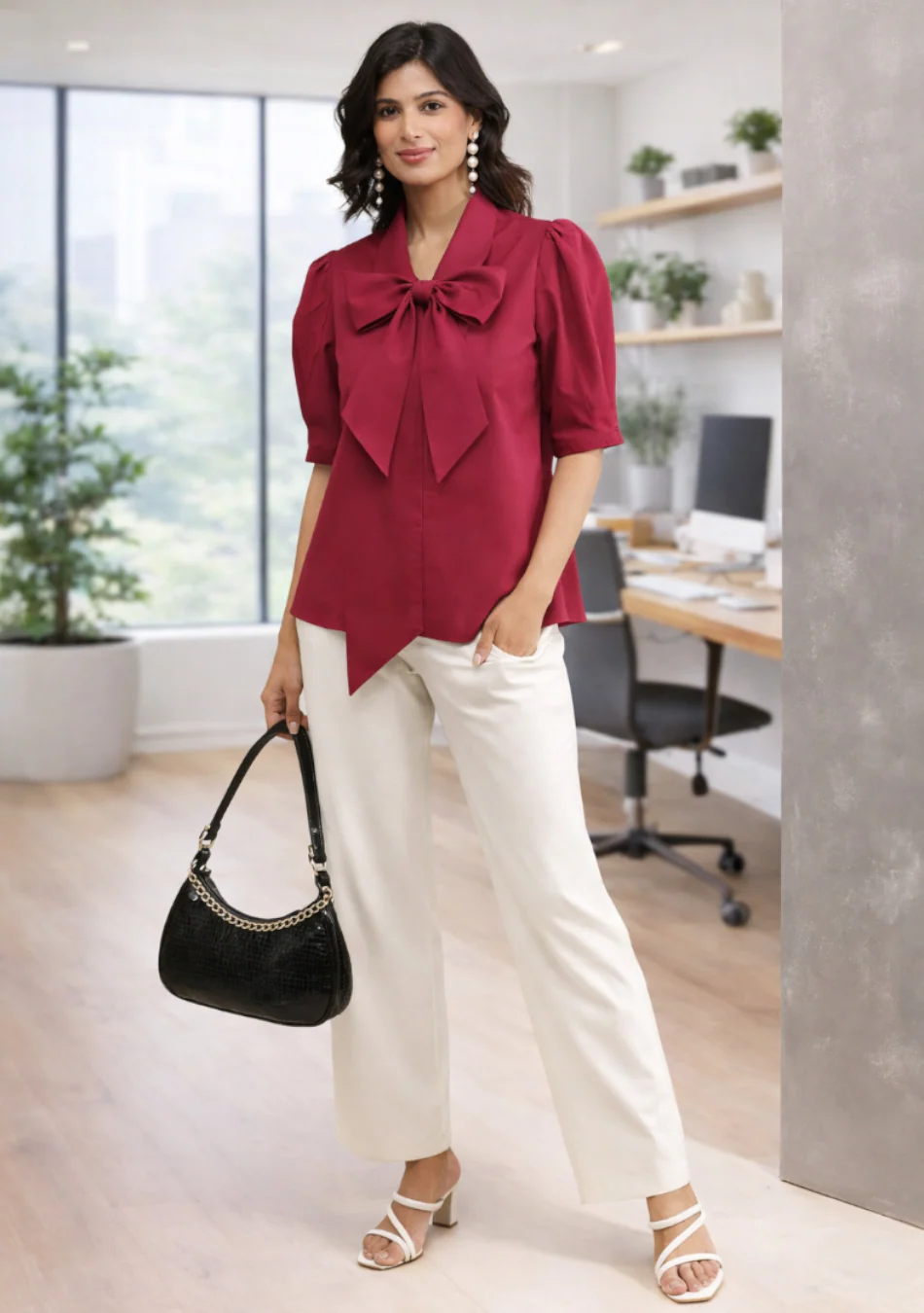 Berry Red Bow Top - Image 4
