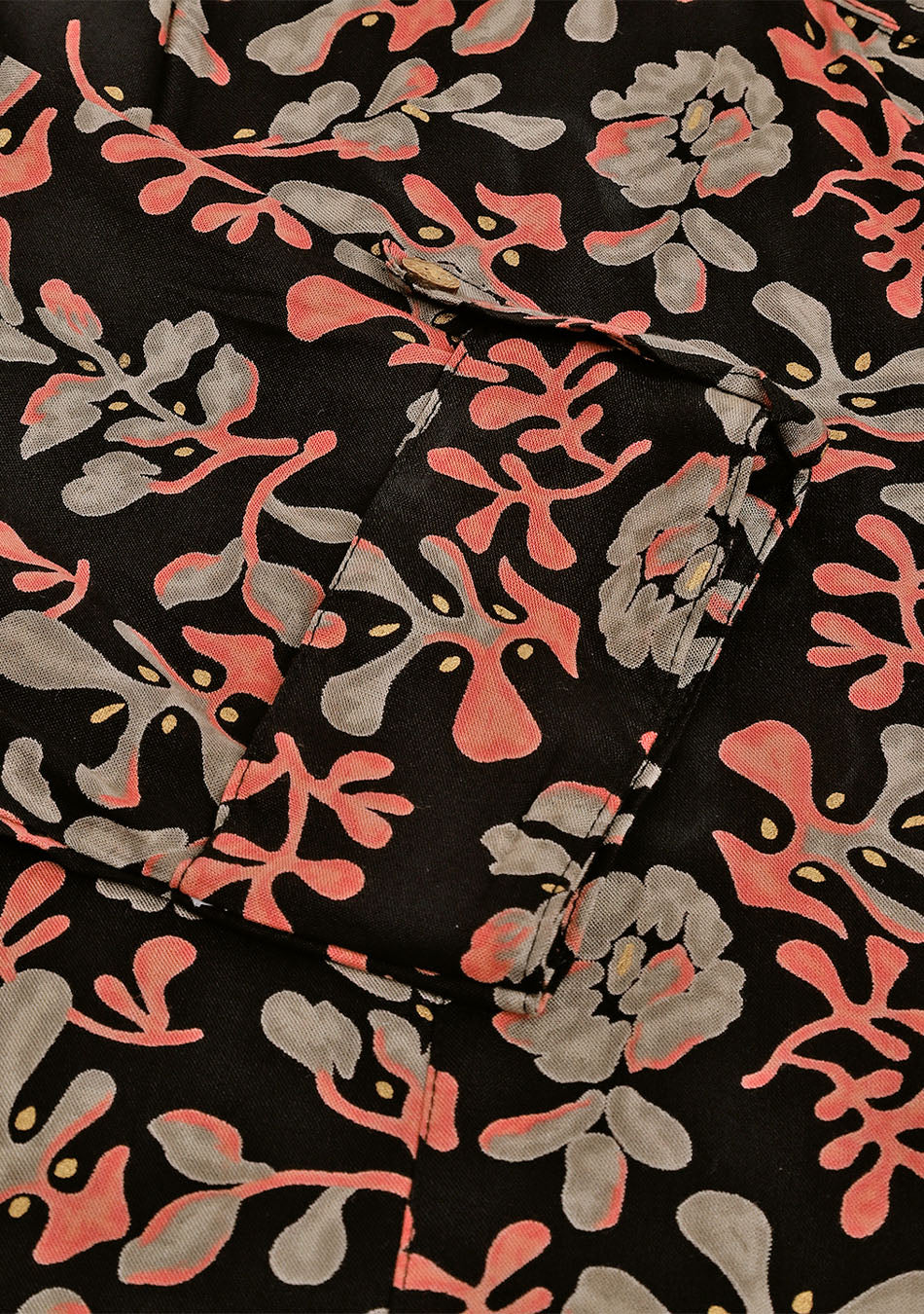 Black Floral Printed Rayon Shirt Style Top - Image 7