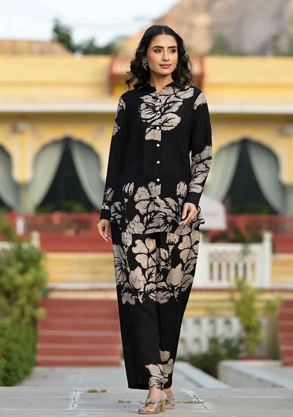 Black Brushstroke Muslin Co-Ord Set