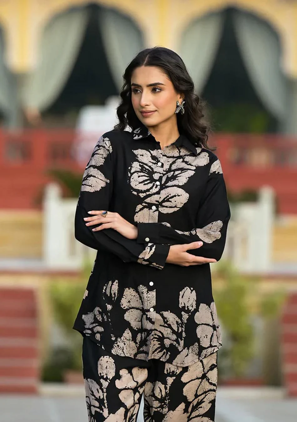 Black Brushstroke Muslin Co-Ord Set - Image 4