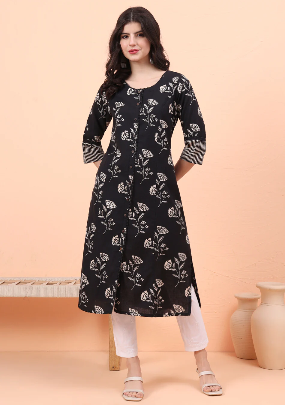 Aravalii Black Magic Blossom Kurta