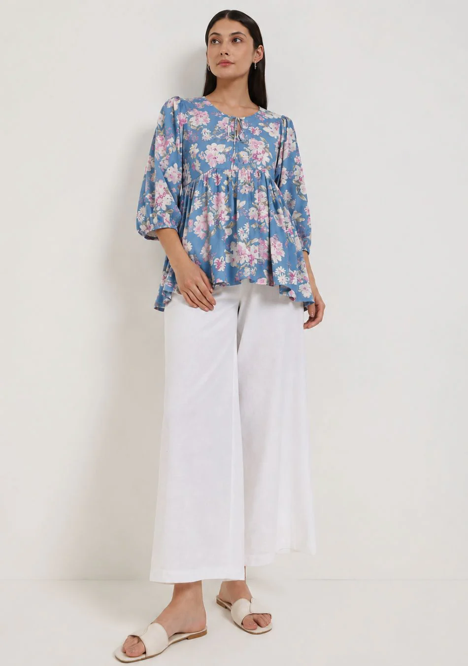 Aravalii Sky Blue Blossom String Top - Image 2
