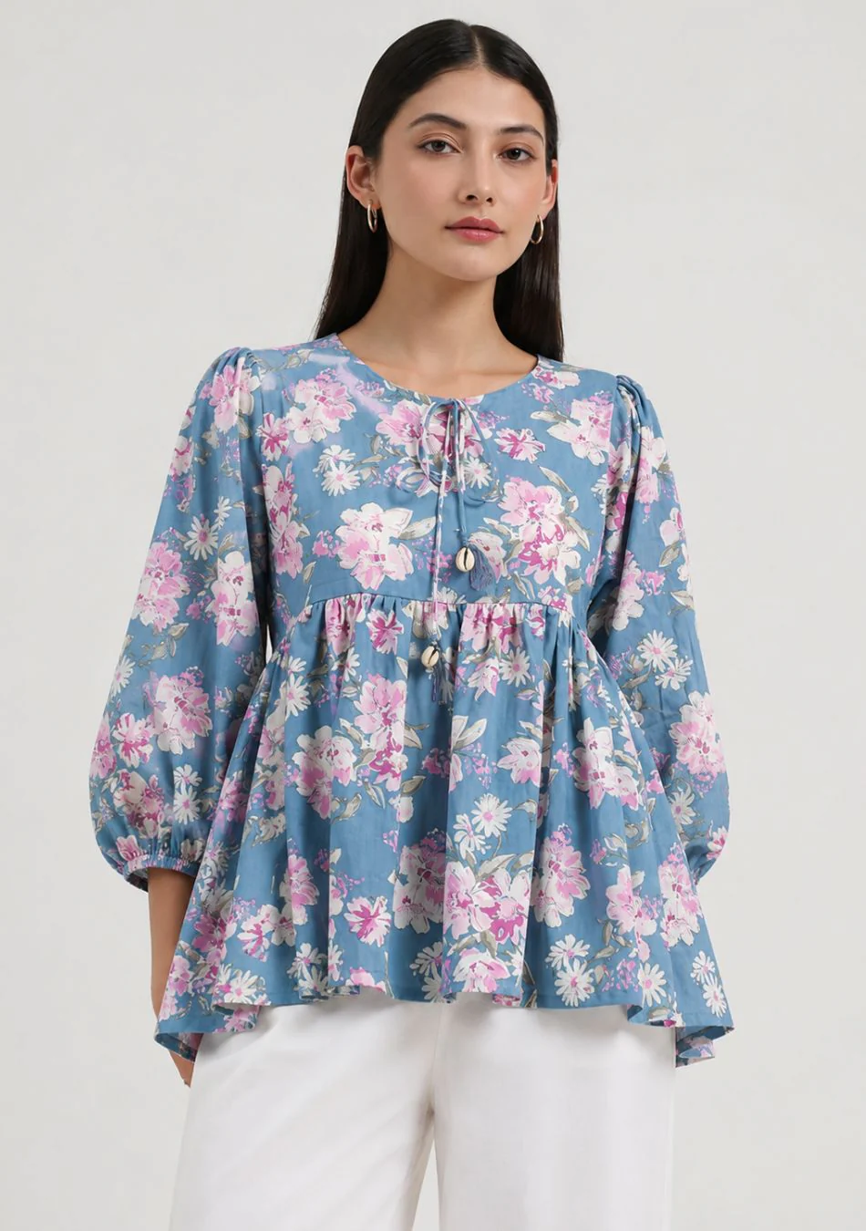 Aravalii Sky Blue Blossom String Top - Image 6