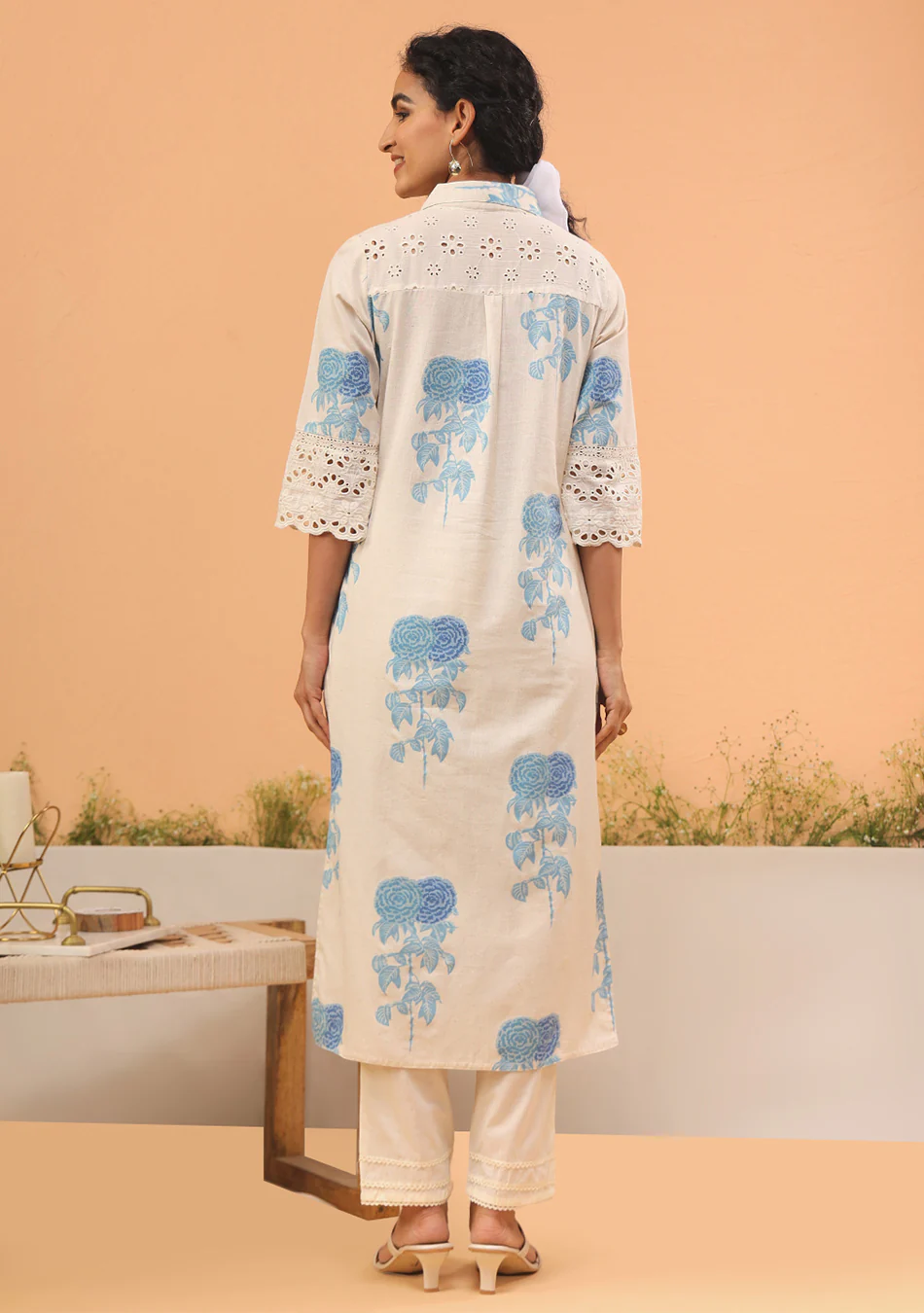Aravalii Azure Fleur Cotton Flex Kurta - Image 4