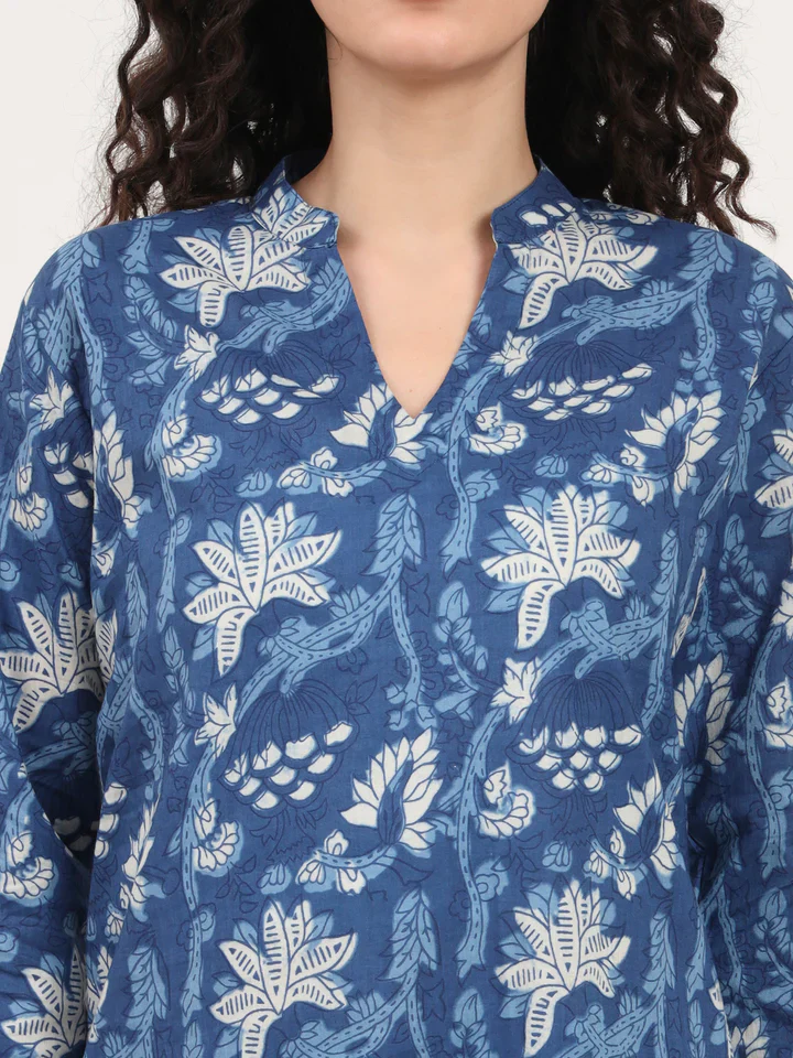 Blue Kurti with Pyjamas Night Suit Sets - Image 5