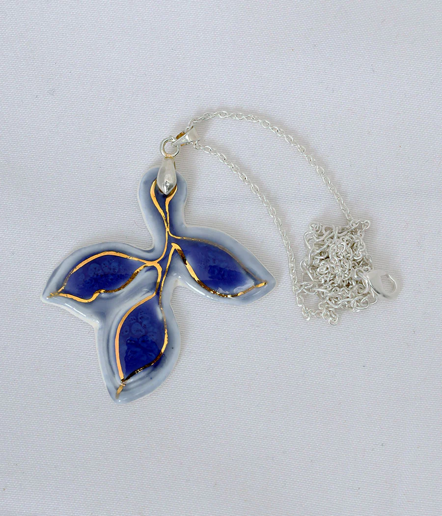 Blue Leaf Earrings and Pendant Set - Image 7