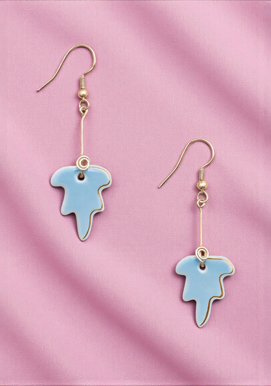 Blue Leaf Porcelain Earrings - Image 3