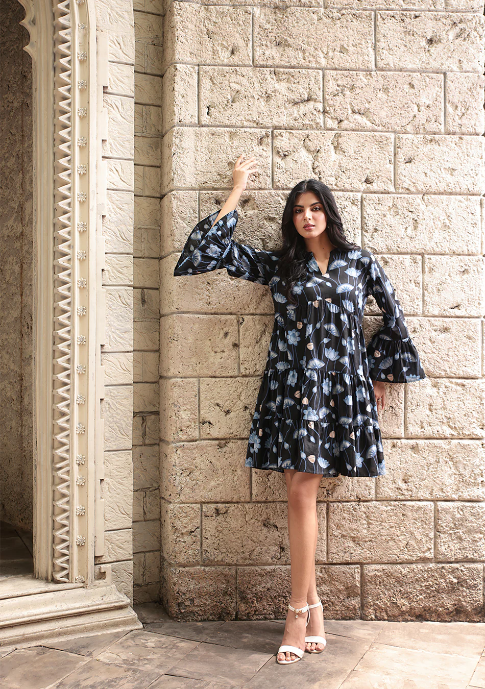 Blue Lotus Flared Dress - Image 3