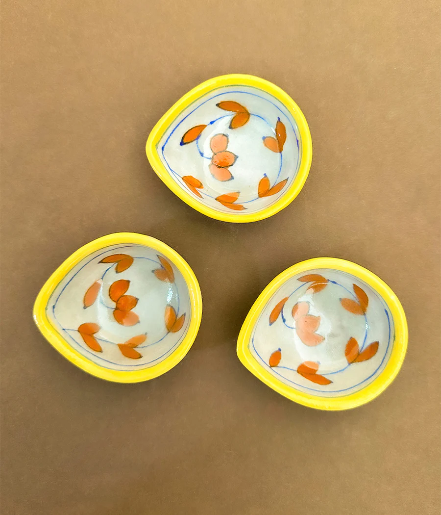 Blue Pottery Lotus Design Diya - Set of 6 - Image 4
