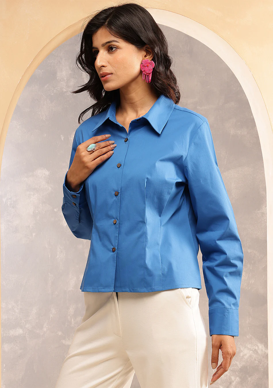 Blue Sculpted Fit Shirt - Image 4