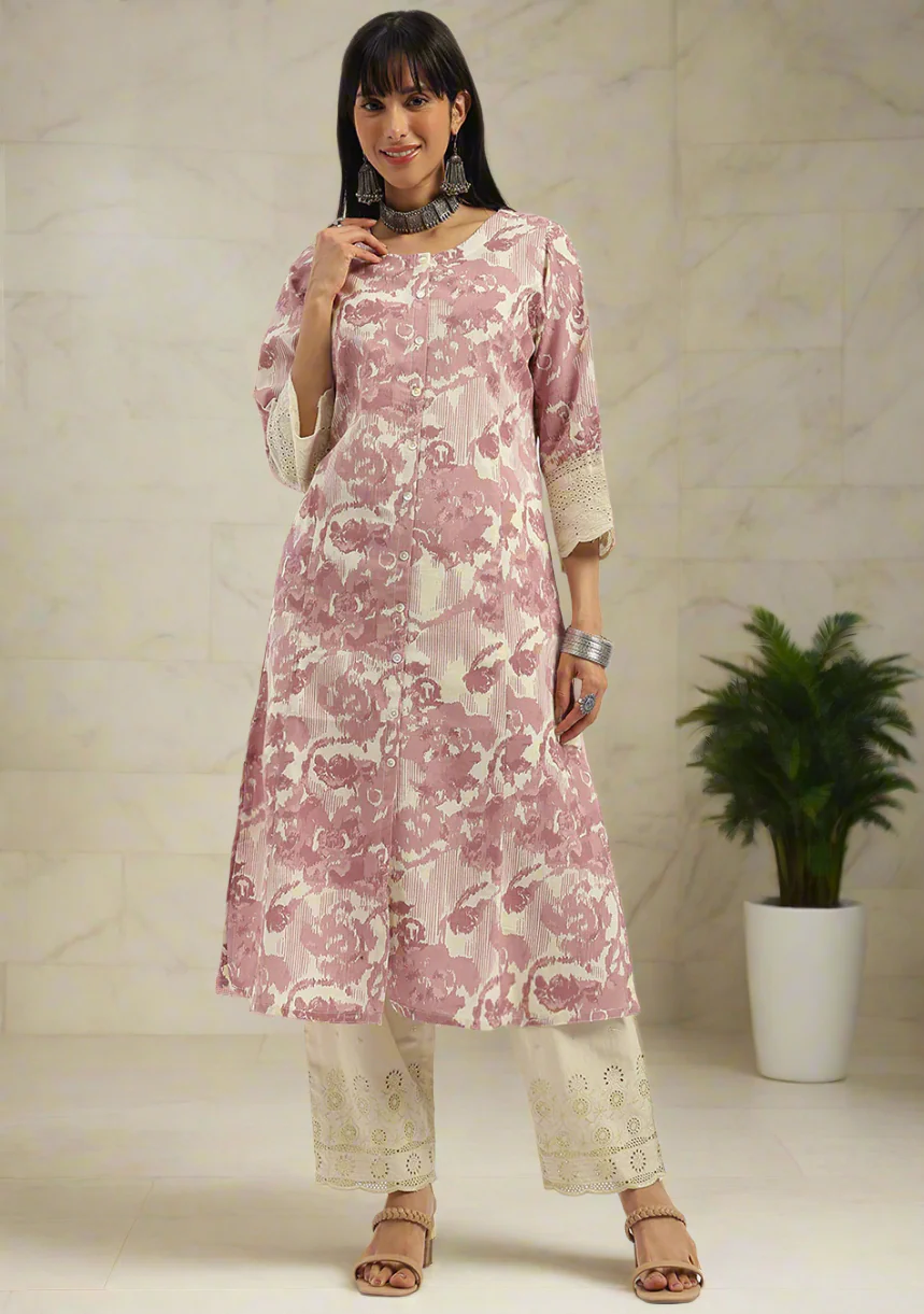 Blush Bloom Schiffli Kurta - Image 10