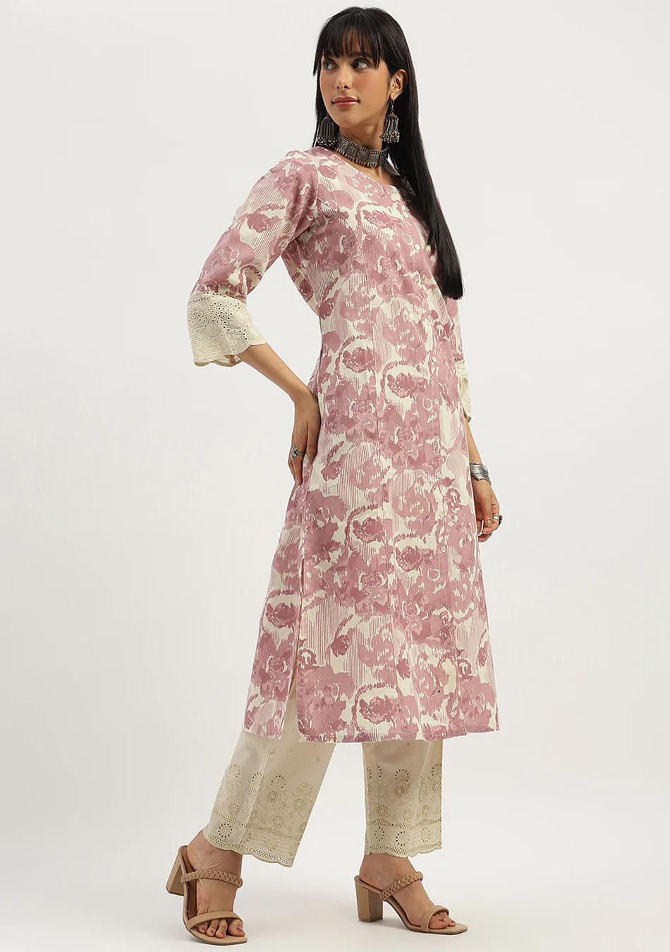 Blush Bloom Schiffli Kurta - Image 11