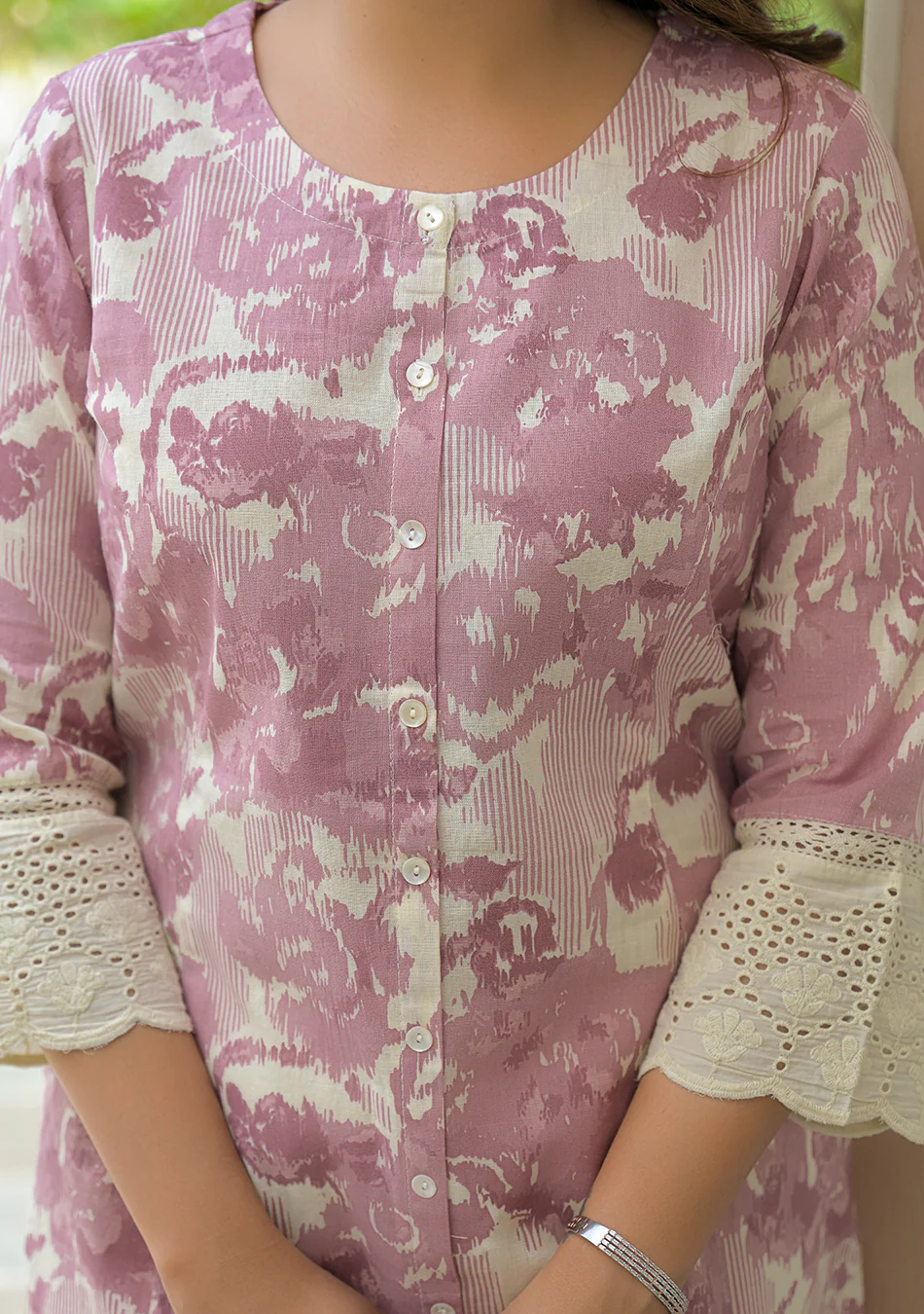 Blush Bloom Schiffli Kurta - Image 3